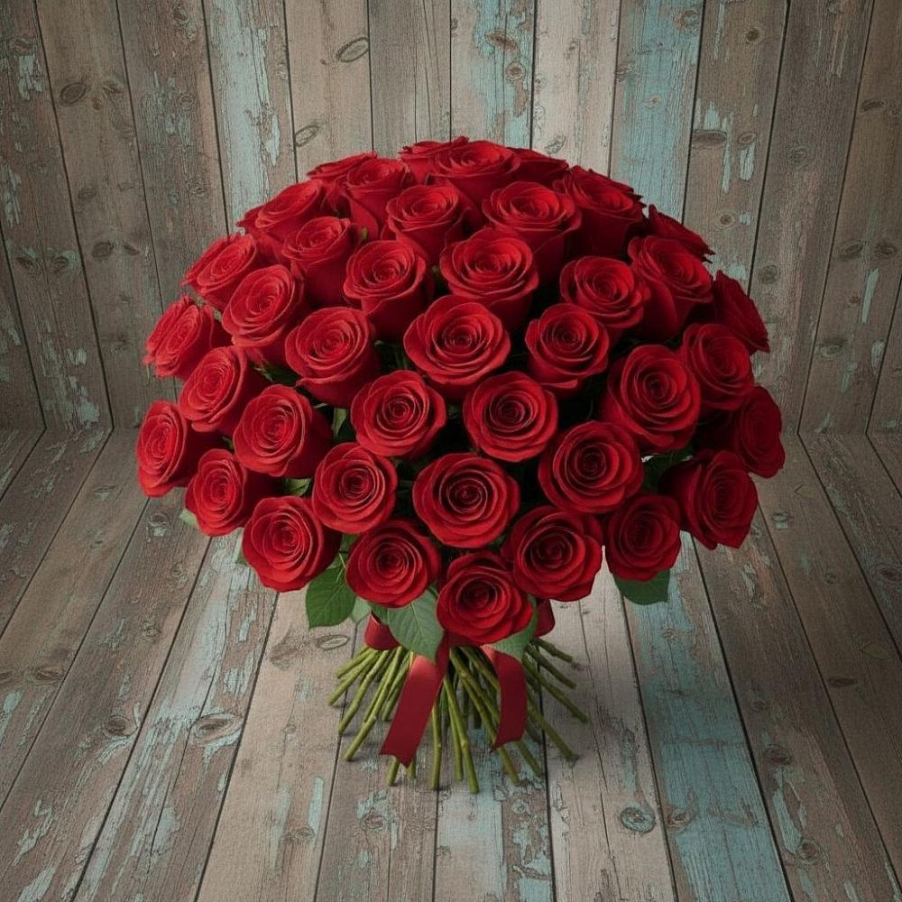 Букет 55 Красных роз Фридом в Афипском