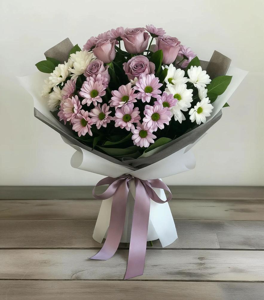 Букет цветов из: Хризантемы и Розы в Афипском