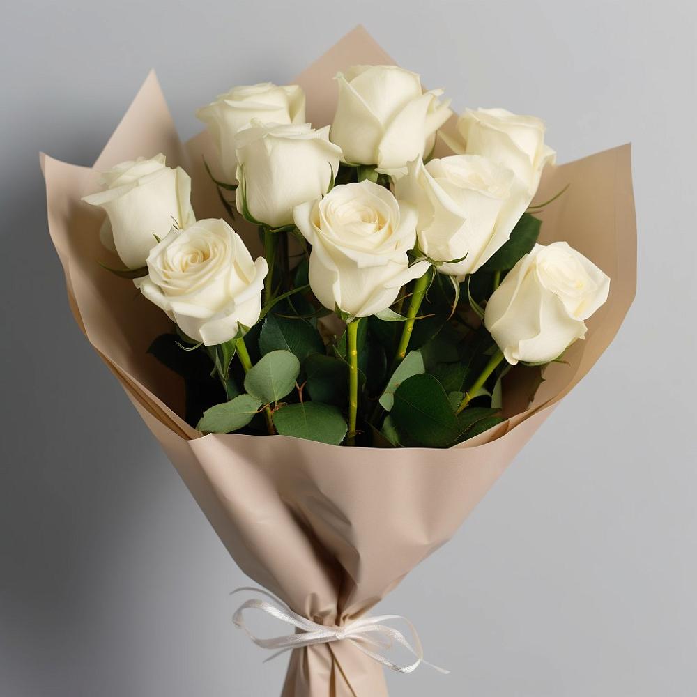 9 Белых роз Эдлесс Лав в Афипском Букет 9 Белых роз Эдлесс Лав в Афипском