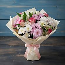 Букет цветов из:  Хризантемы, Альстромерии и Розы в Афипском