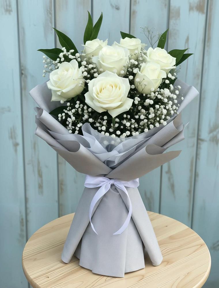 Букет из белых роз в Афипском Букет цветов из: Розы в Афипском